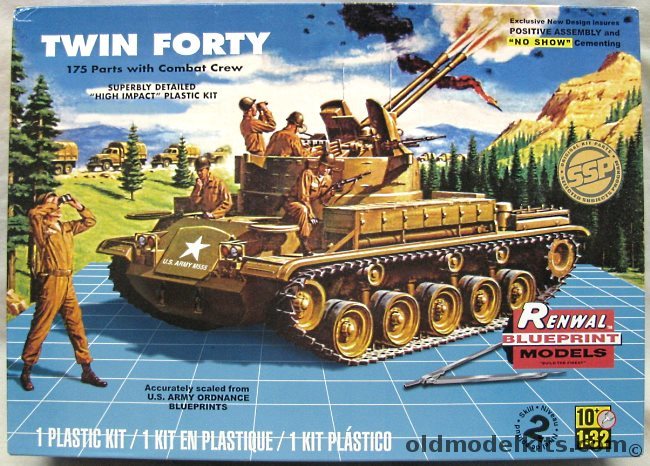 Renwal 1/32 M-42 Twin Forty 40mm Anti-Aircraft Gun, 85-7822 plastic model kit